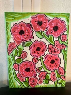 Vibrant Pink Floral Canvas Painting